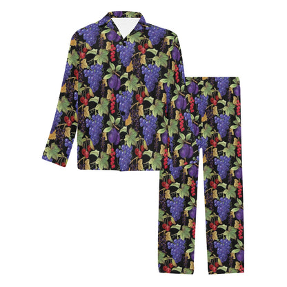 Grape Pattern Print Design GP05 Men's Long Pajama Set