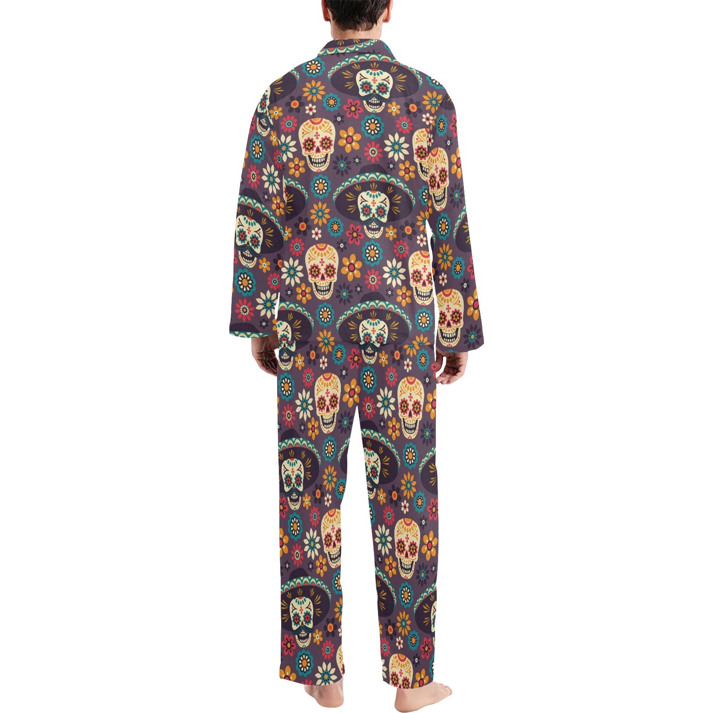 sugar skull Maxican Pattern Men's Long Pajama Set