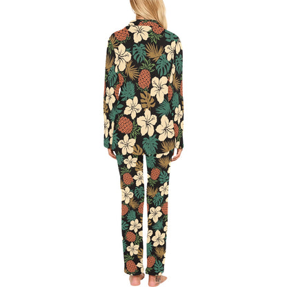 Hawaiian Themed Pattern Print Design H08 Women's Long Pajama Set
