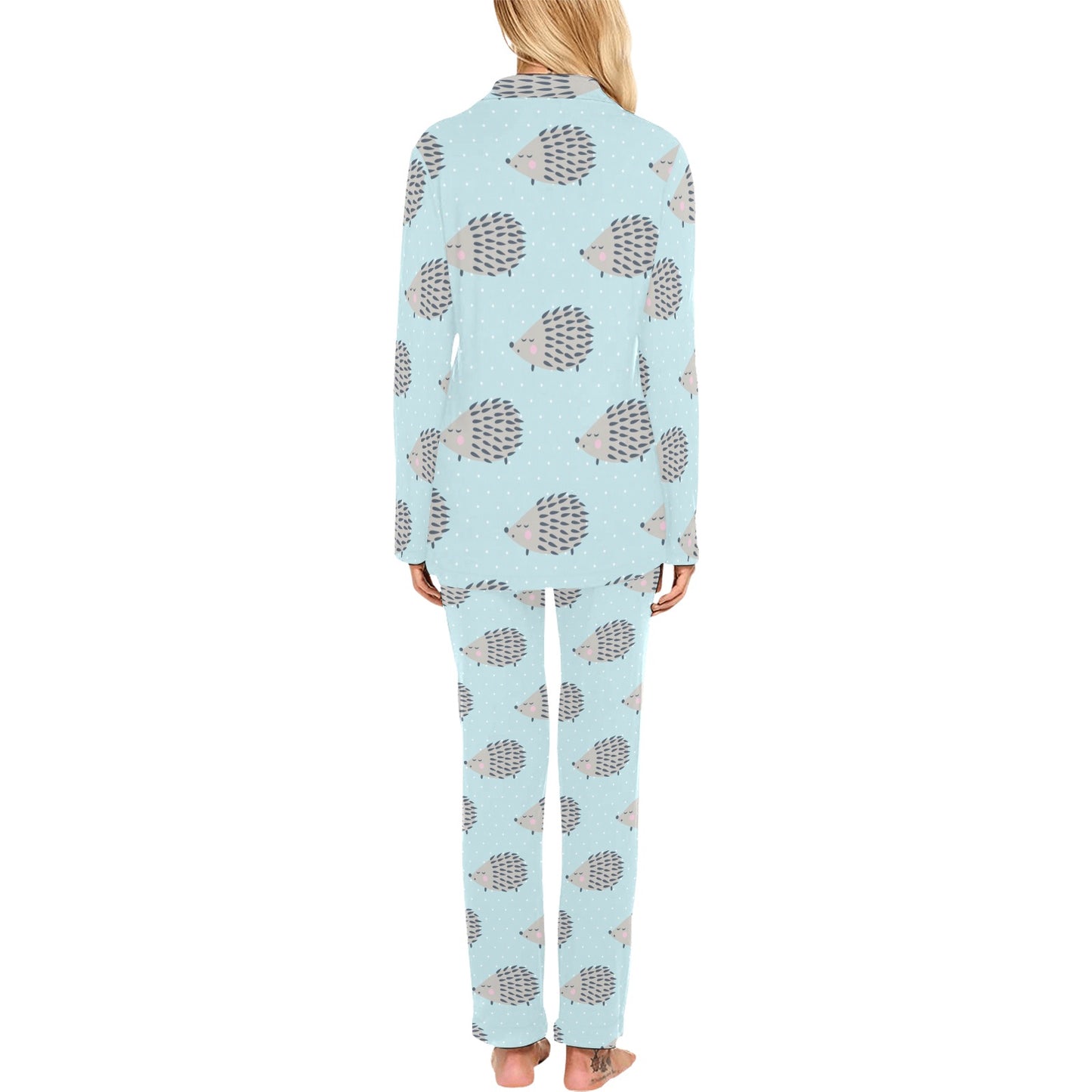 Hedgehog Pattern Print Design 02 Women's Long Pajama Set