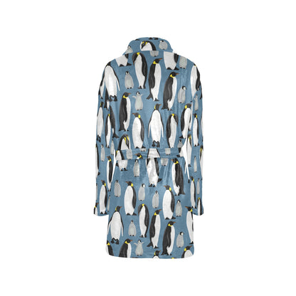 Penguin Pattern Print Design A03 Women's Fleece Robe