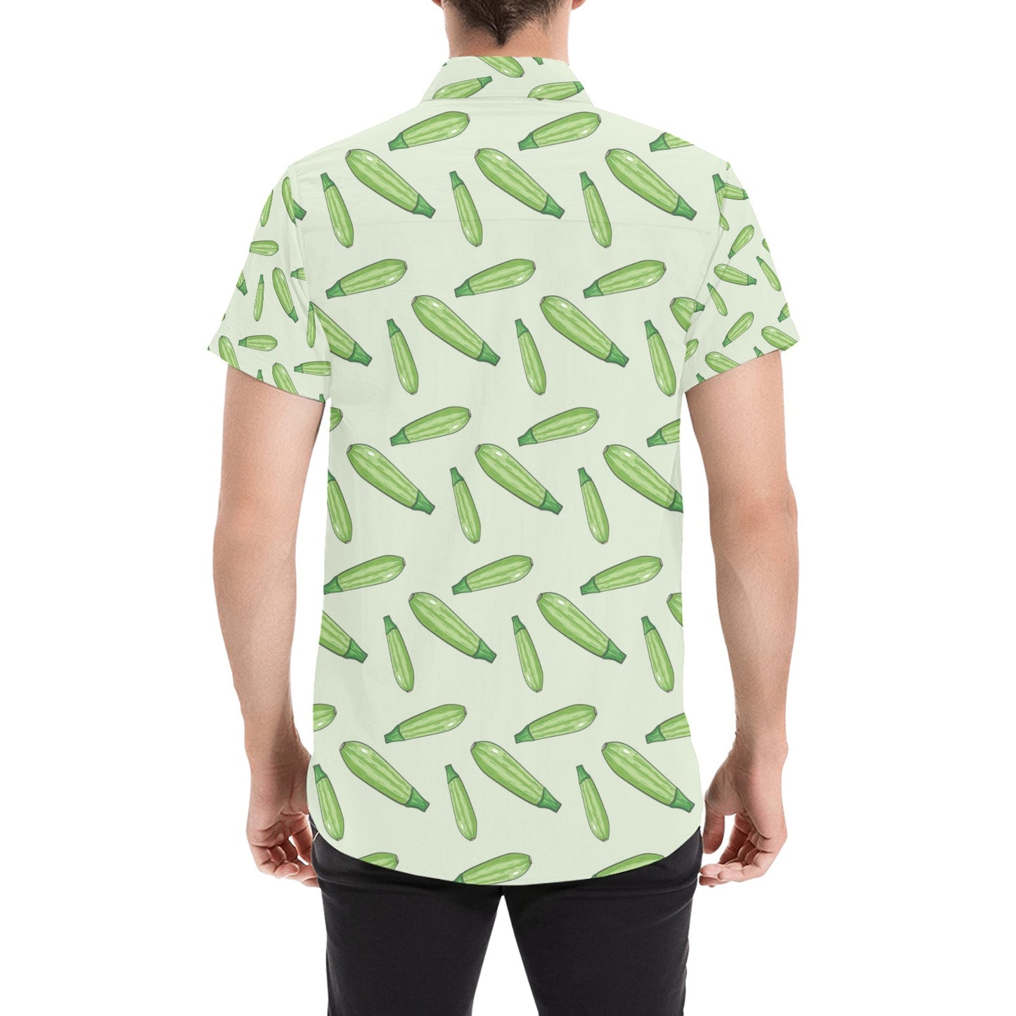 Zucchini Print Design LKS302 Men Short Sleeve Button Up Shirt