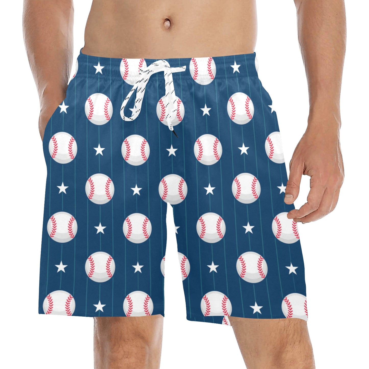 Baseball Star Print Pattern Men's Swim Trunks Beach Shorts