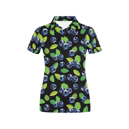 Blueberry Pattern Print Design BB03 Women's Polo Shirt