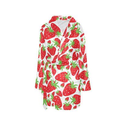 Strawberry Pattern Print Design SB01 Women's Fleece Robe