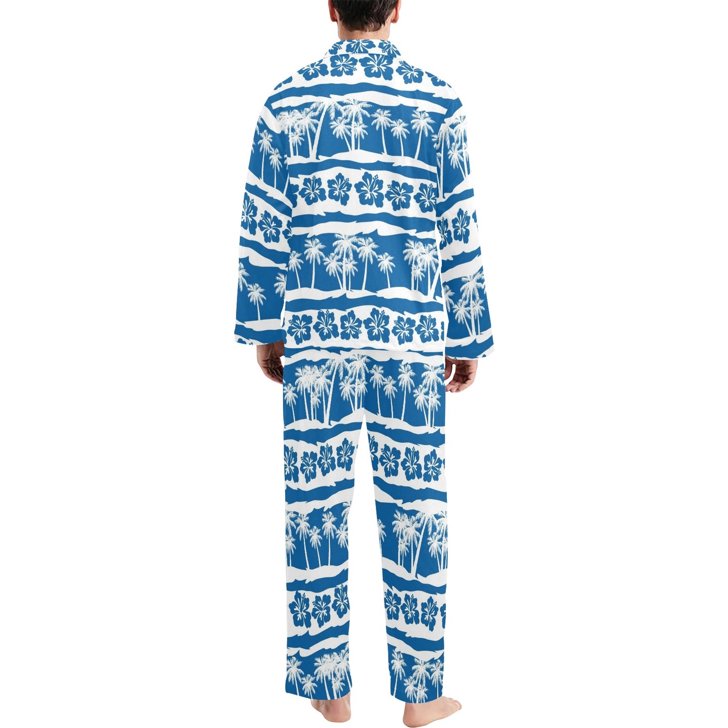 Hawaiian Themed Pattern Print Design H021 Men's Long Pajama Set