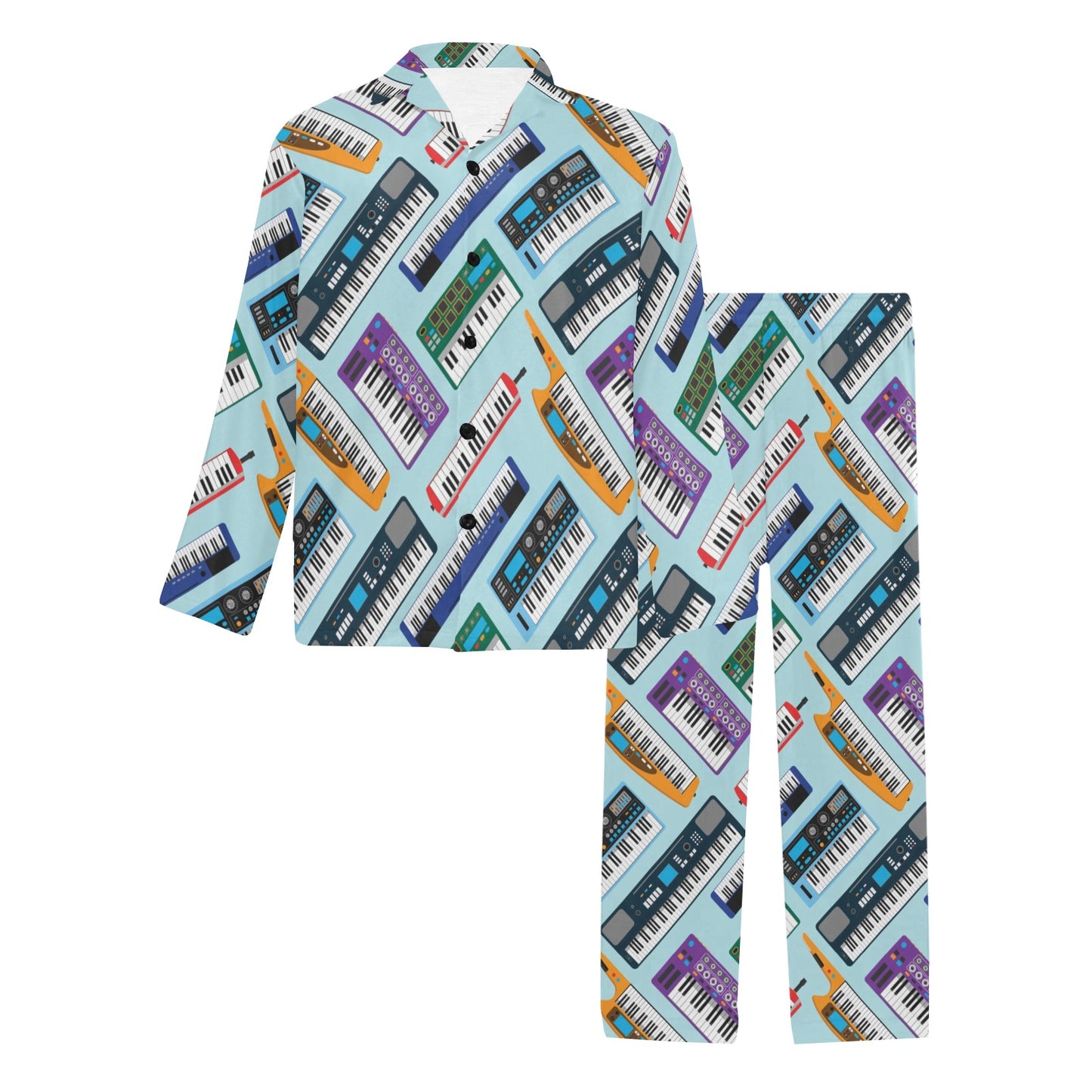 Synthesizer Pattern Print Design 02 Men's Long Pajama Set