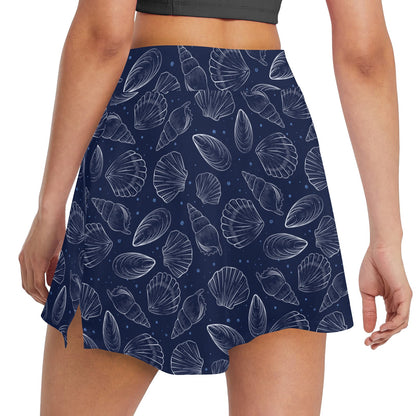 Seashell Print Design LKS3011 17" Golf & Pickleball Skort with Pockets