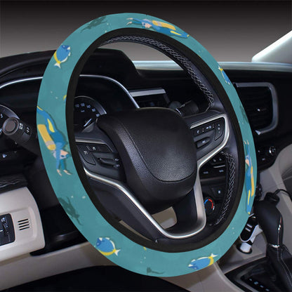 Scuba Driving Pattern Print Design LKS306 Steering Wheel Cover with Elastic Edge