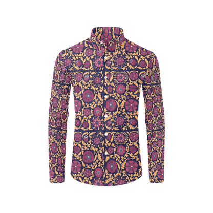 Suzani Print Design LKS303 Men's Long Sleeve Dress Shirt