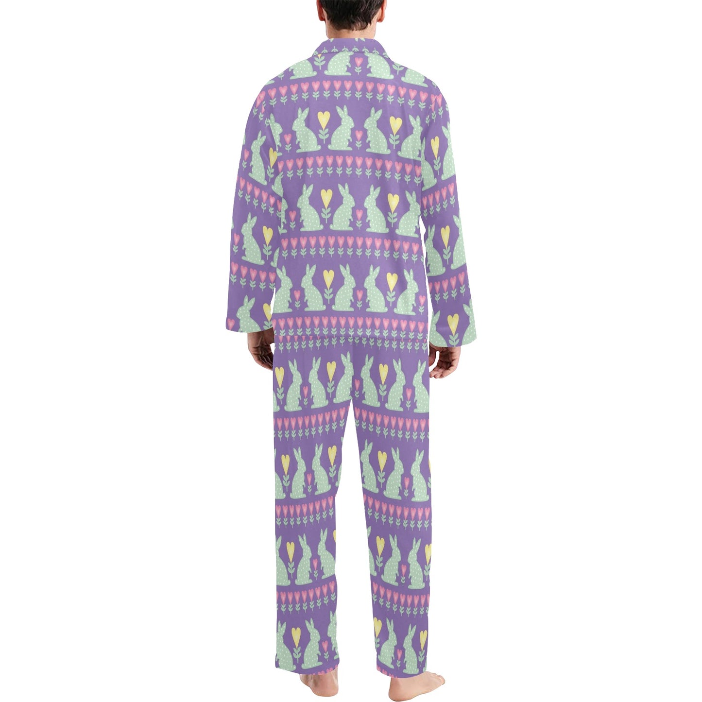 Rabbit Pattern Print Design RB01 Men's Long Pajama Set