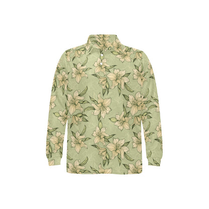 Lily Pattern Print Design LY06 Long Sleeve Polo Shirt For Men's