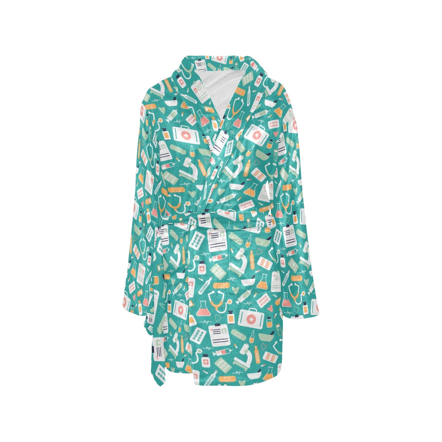 Medical Pattern Print Design 03 Women's Fleece Robe