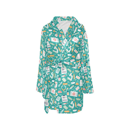 Medical Pattern Print Design 03 Women's Fleece Robe