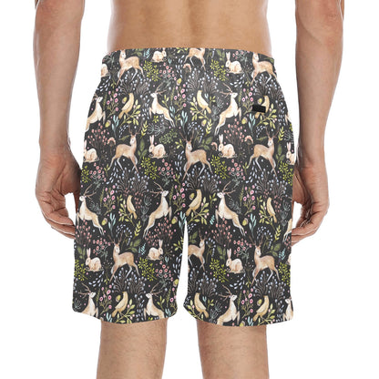 Deer Floral Jungle Men's Swim Trunks Beach Shorts