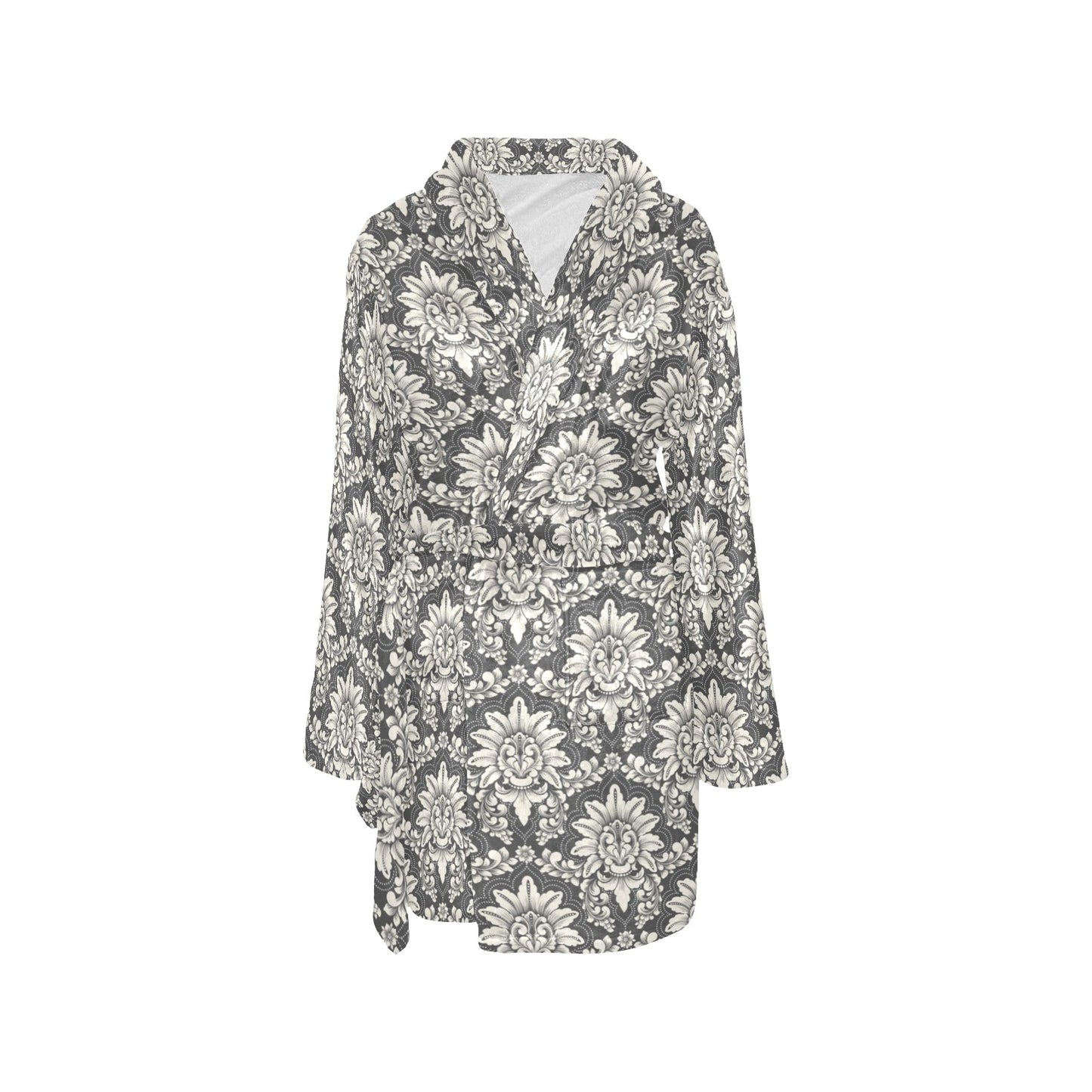 Damask Elegant Print Pattern Women's Fleece Robe