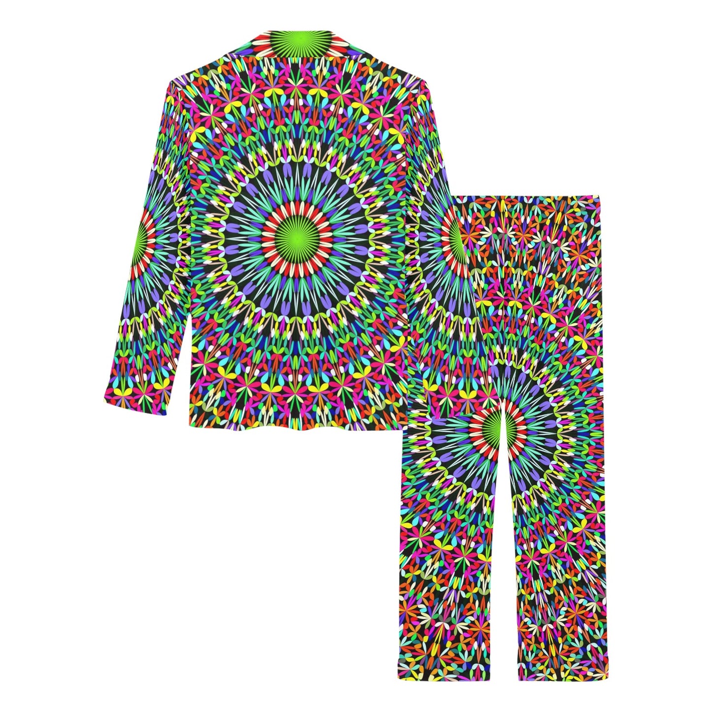 Bohemian Colorful Style Print Women's Long Pajama Set
