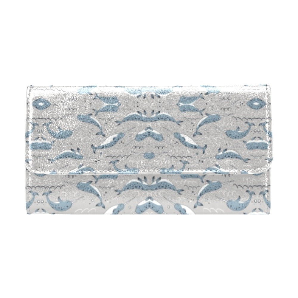 Narwhal Pattern Print Women's Trifold Wallet