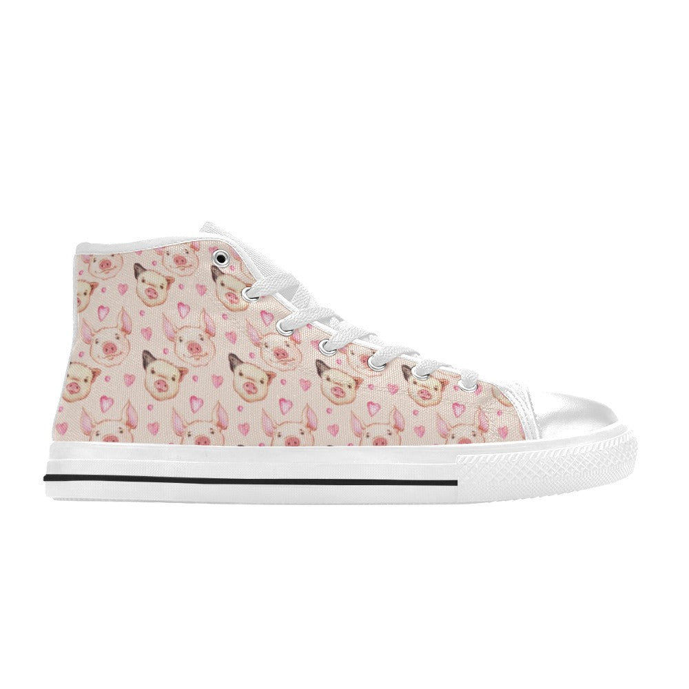 Pig Print Design LKS406 Men's High Top Canvas Shoes