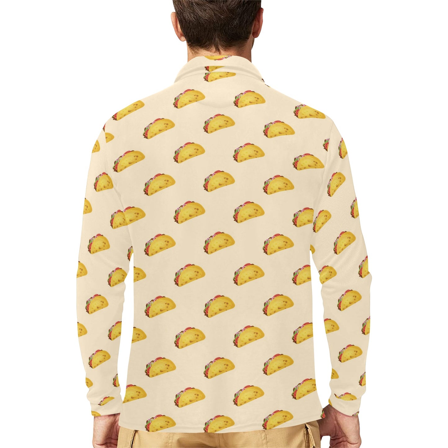 Taco Print Design LKS302 Long Sleeve Polo Shirt For Men's