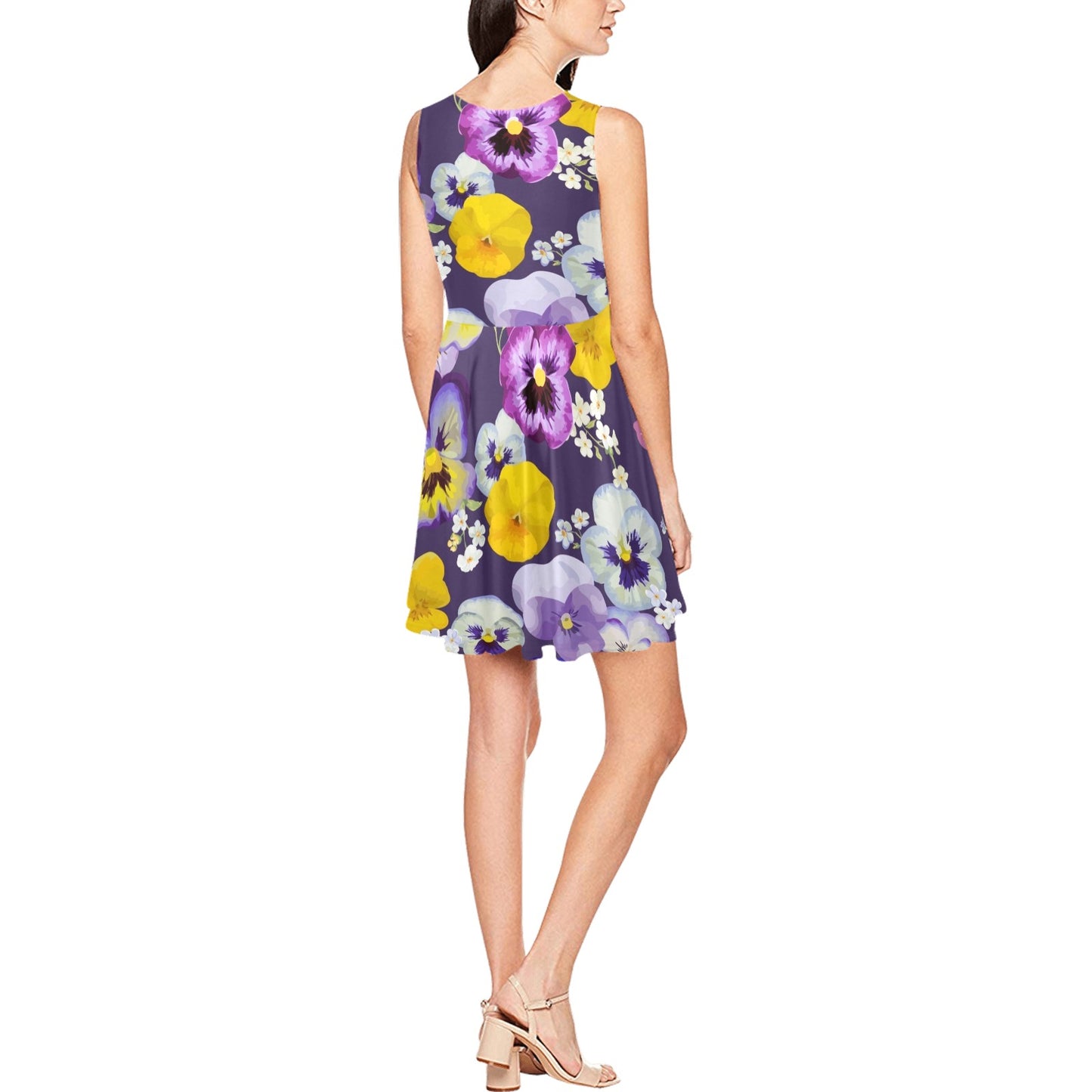 Pansy Pattern Print Design PS02 Sleeveless Dress