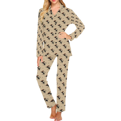 Ancient Greek Print Design LKS3011 Women's Long Pajama Set