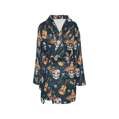 sugar skull Mexican Women's Fleece Robe