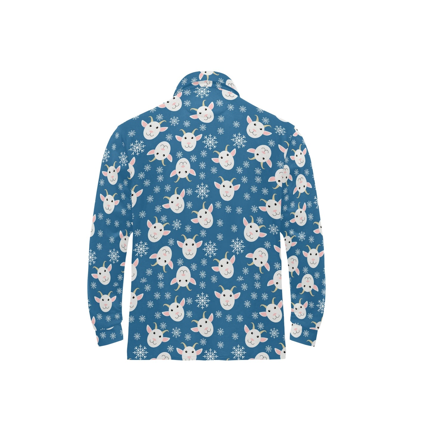 Goat Print Design LKS402 Long Sleeve Polo Shirt For Men's
