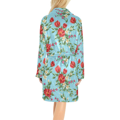 Summer Floral Pattern Print Design SF011 Women's Fleece Robe