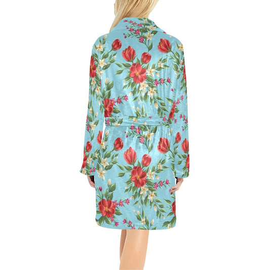 Summer Floral Pattern Print Design SF011 Women's Fleece Robe