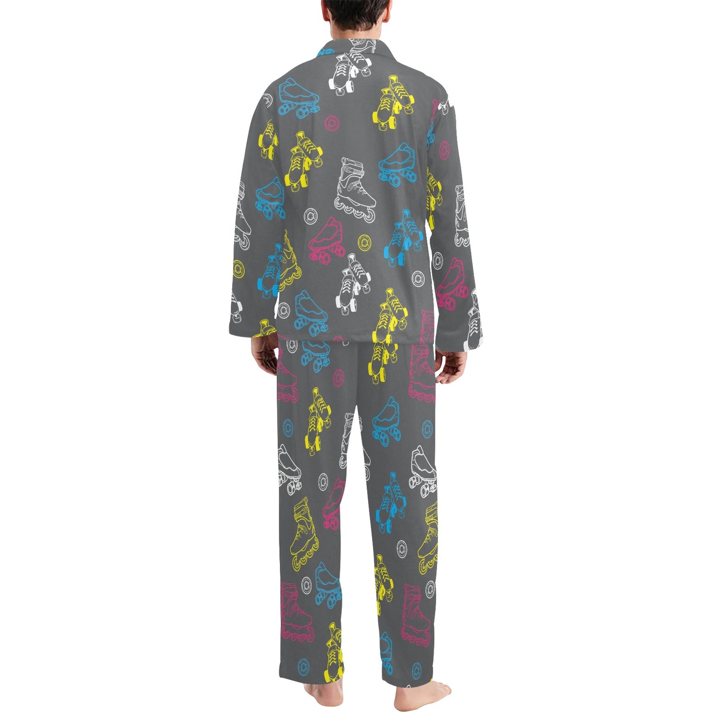 Roller skate Pattern Print Design A02 Men's Long Pajama Set