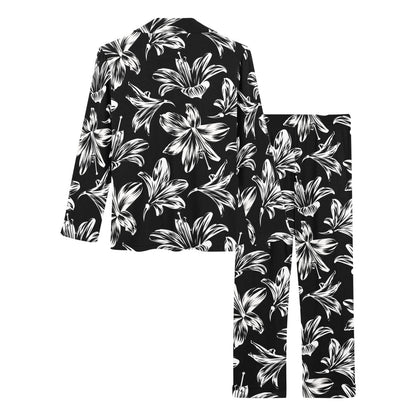 Amaryllis Pattern Print Design AL04 Women's Long Pajama Set
