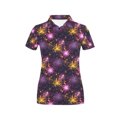 Firework Print Design LKS303 Women's Polo Shirt