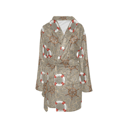 Nautical Pattern Print Design A02 Women's Fleece Robe