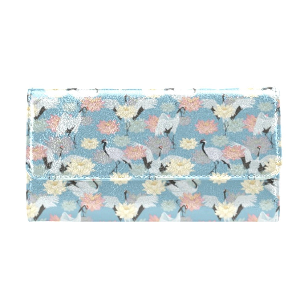 Water Lily Print Design LKS304 Women's Trifold Wallet