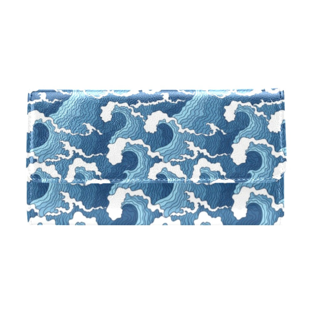 Wave Themed Pattern Print Women's Trifold Wallet