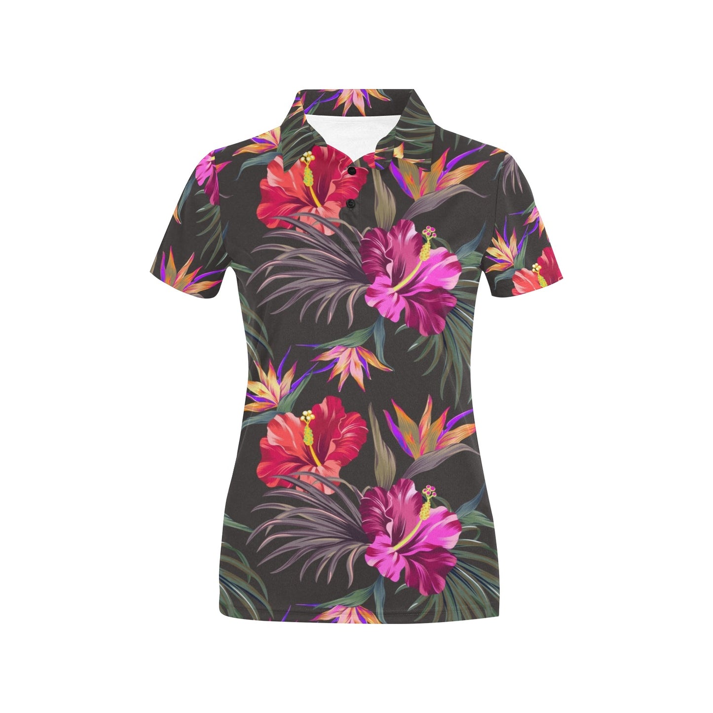 Hibiscus Pattern Print Design HB014 Women's Polo Shirt