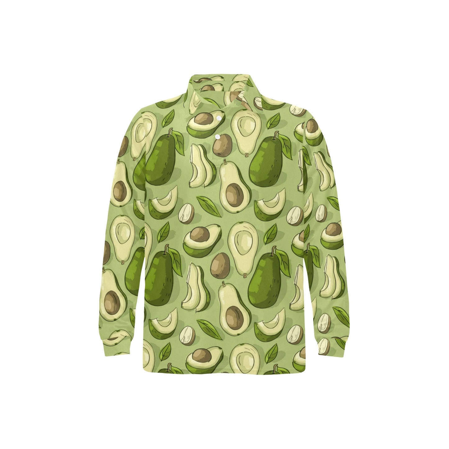 Avocado Pattern Print Design AC03 Long Sleeve Polo Shirt For Men's