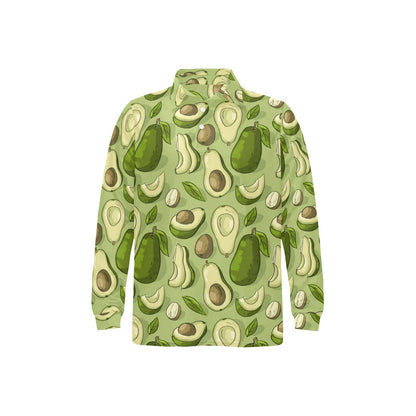 Avocado Pattern Print Design AC03 Long Sleeve Polo Shirt For Men's