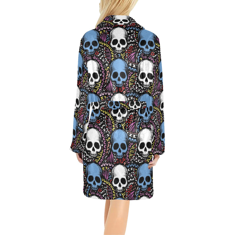 Skull Print Design LKS305 Women's Fleece Robe