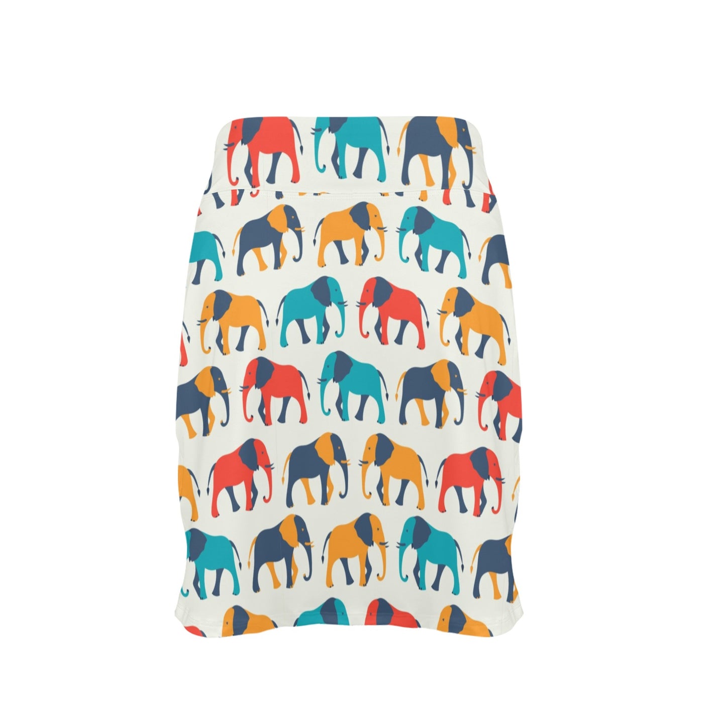 Elephant Colorful Print Pattern 17" Golf & Pickleball Skort with Pockets