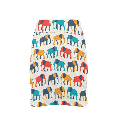 Elephant Colorful Print Pattern 17" Golf & Pickleball Skort with Pockets