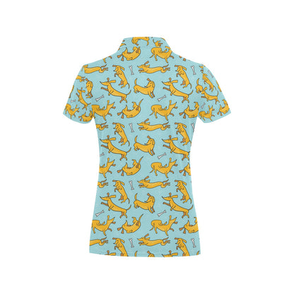 Dachshund Pattern Print Design 08 Women's Polo Shirt
