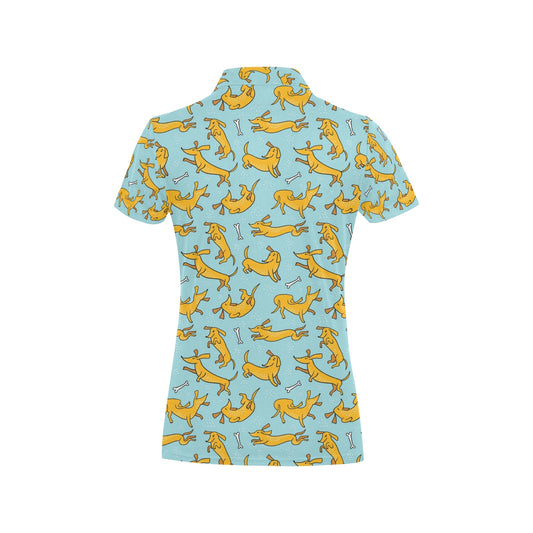 Dachshund Pattern Print Design 08 Women's Polo Shirt