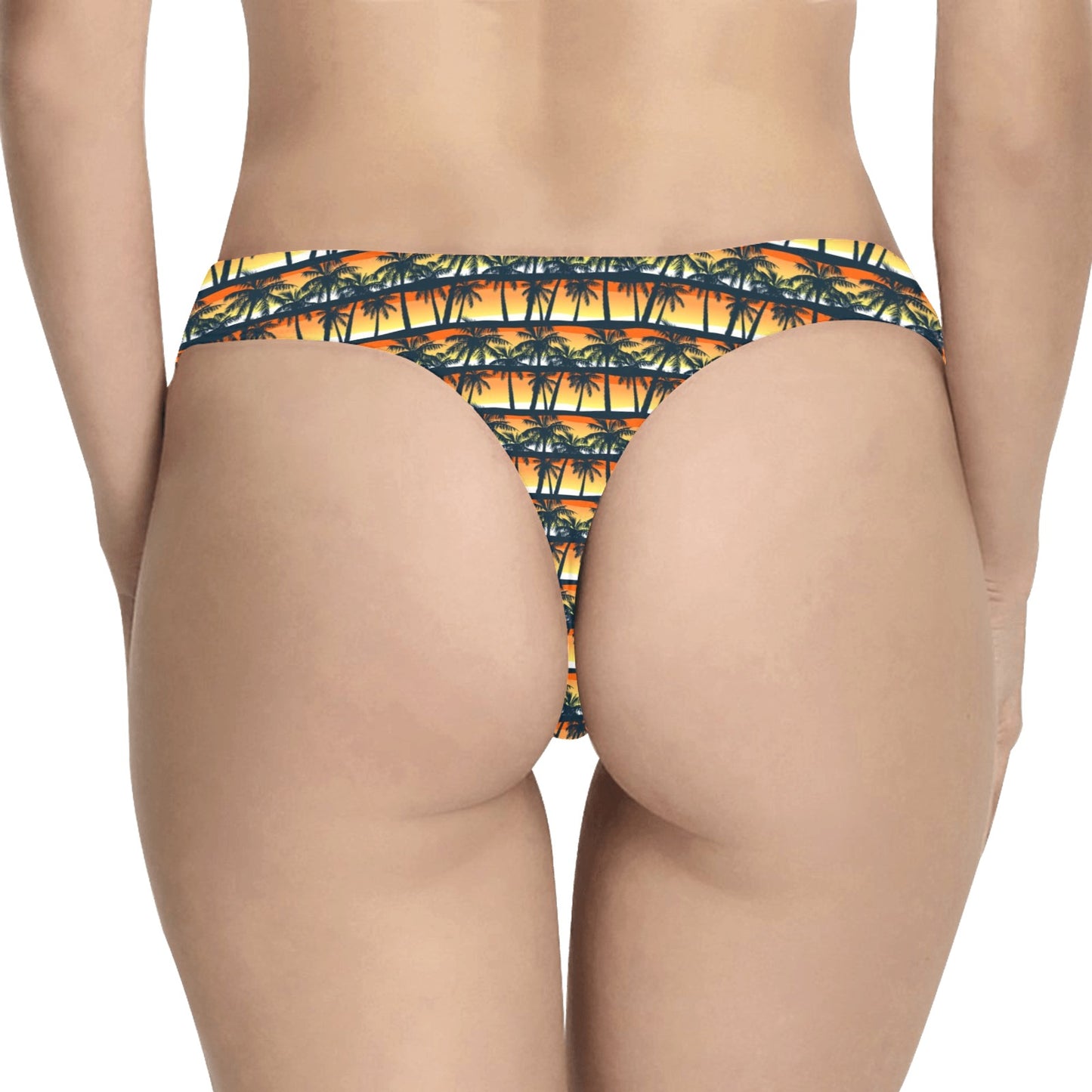Palm Tree Sunset Design Print Women's Thongs