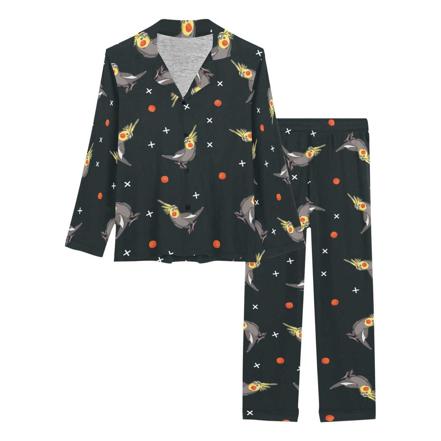 Cockatiel Pattern Print Design 02 Women's Long Pajama Set