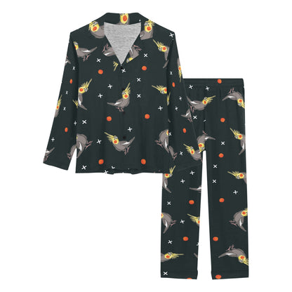 Cockatiel Pattern Print Design 02 Women's Long Pajama Set