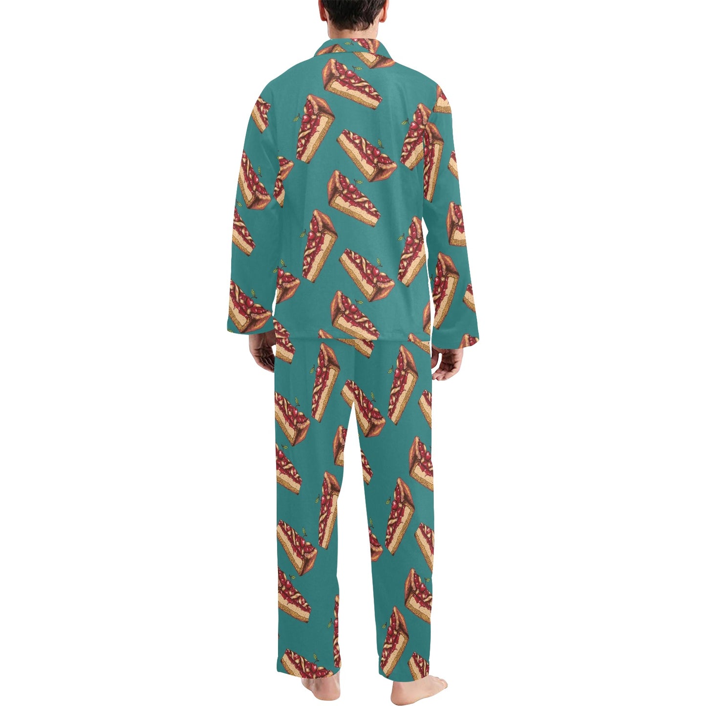 Cheesecake Cherry Pattern Print Design CK03 Men's Long Pajama Set