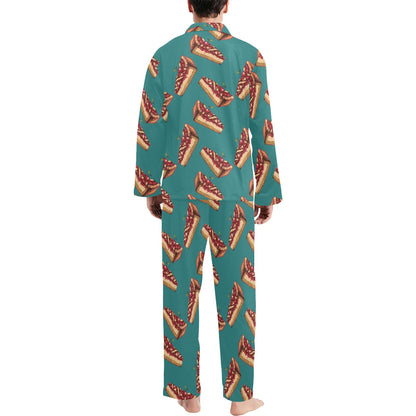 Cheesecake Cherry Pattern Print Design CK03 Men's Long Pajama Set