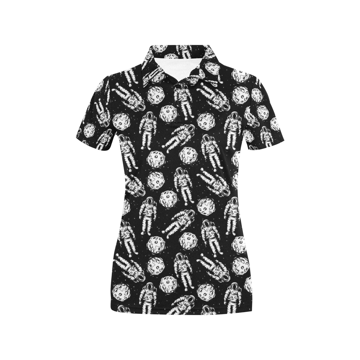Astronaut Pattern Print Design 03 Women's Polo Shirt